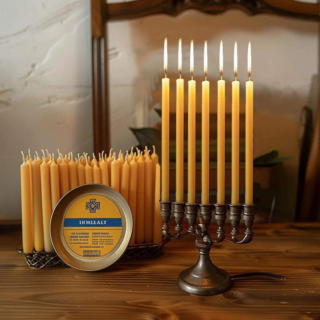 25PCS/1PACK Hanukkah Candle Natural Beeswax Chanukah Candles Thin Taper Honey Candles for Ritual Birthday Unscented