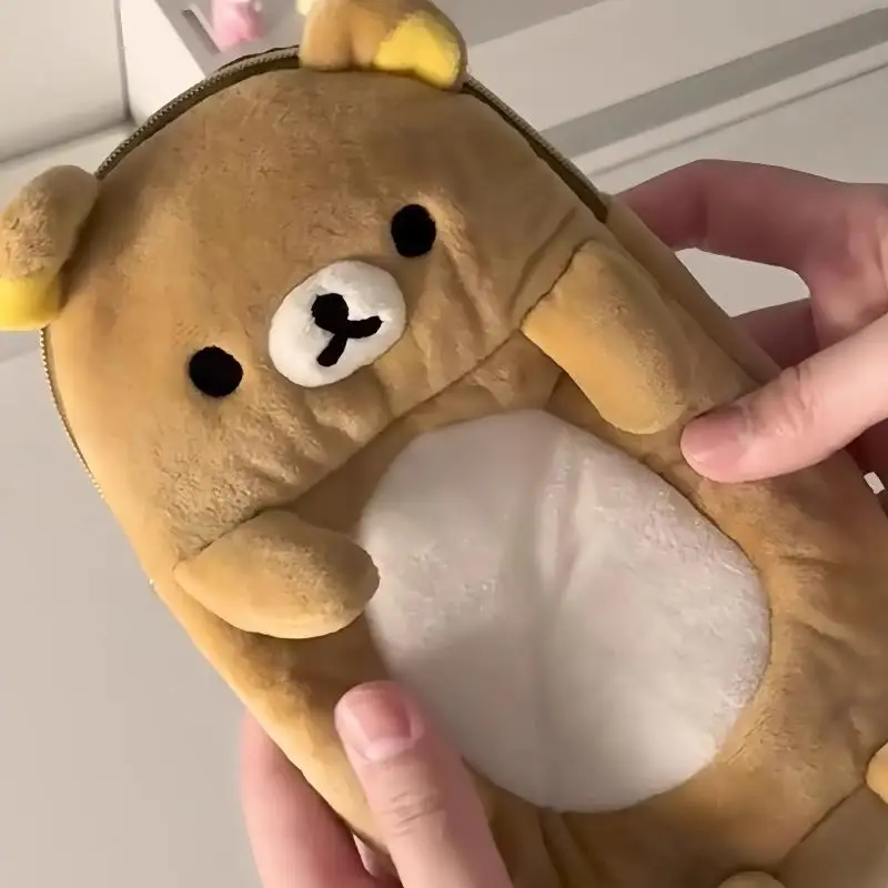 1PC Large Capacity Pen Bag Multifunctional Students Stationery Bag Cute Standing Posture Self Deprecating Bear Storage Pen Bag