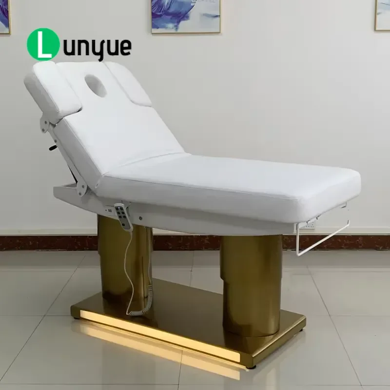 Professional Portable Foldable Electric Massage Bed Adjustable Height 4 Motors Back Heating for Spa Facial Eyelash Treatment