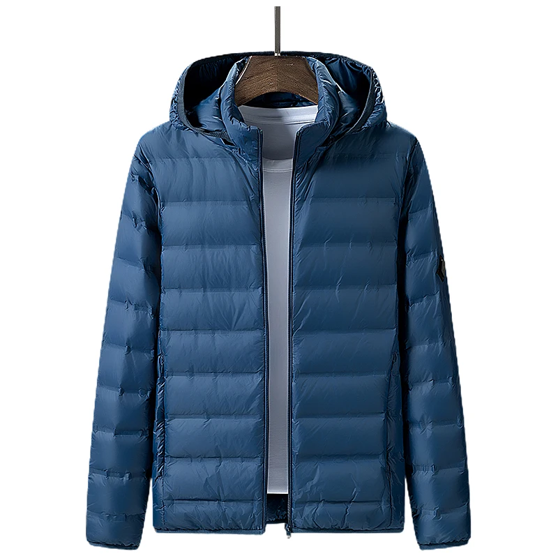 Men White Duck Down Jacket Winter Warm Hooded Windproof Puffer Jacket Detachable Hat Lightweight Casual  High Quality Coat Male