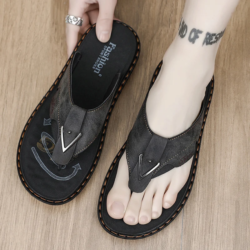 Flip-Flops Summer Classic High-Quality Fashion Soft-Sole Non-Slip Comfort Breathable Light Outdoor Men's Casual Walking Slippers image 6