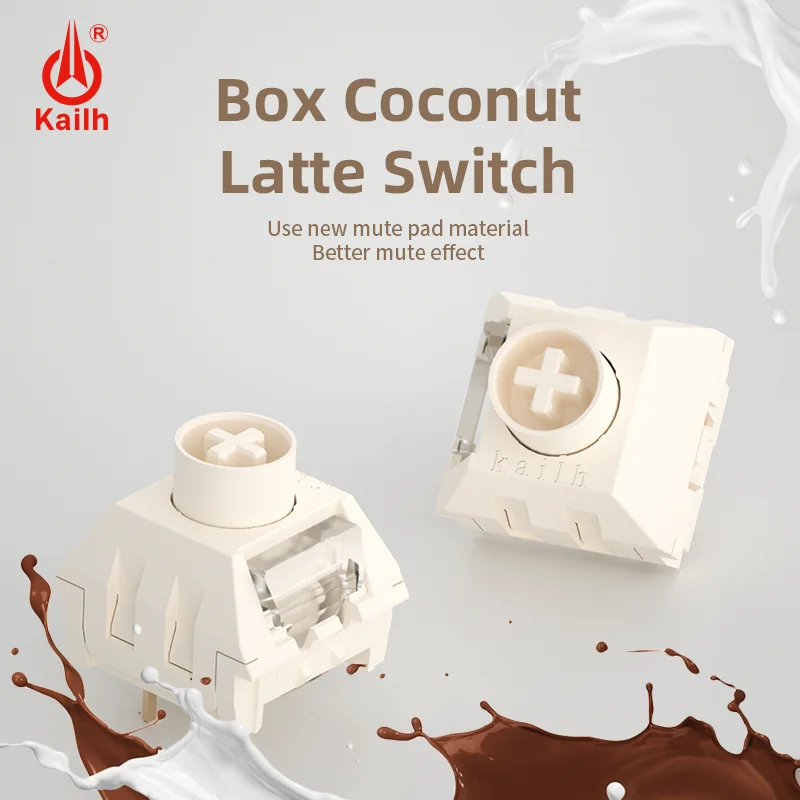 1/3/5 Uds Kailh Box interruptor de leche de coco interruptor de teclado mecánico interruptor silencioso lineal de tercera generación Compatible