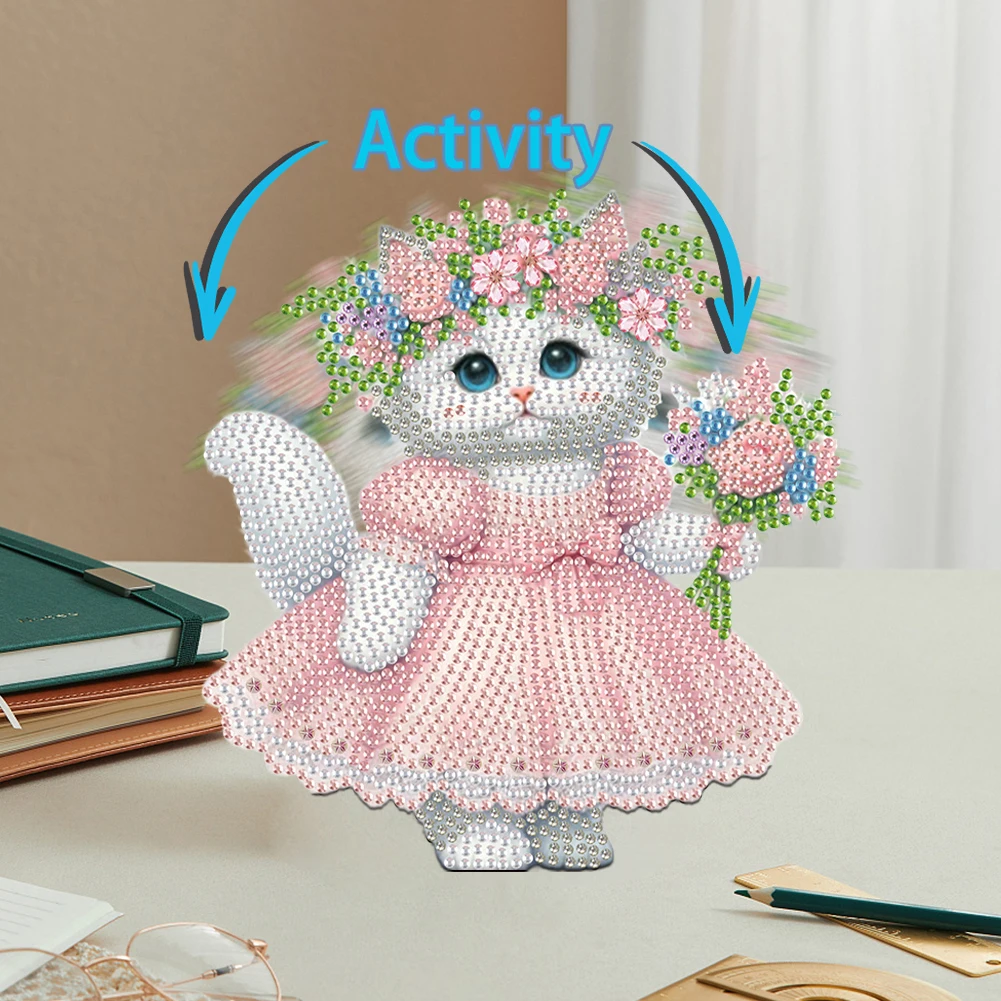 

Наборы для алмазной вышивки с акриловой фигуркой кота с качающейся головой для декора стола