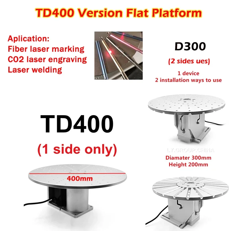 TD400 D300 Fiber  Round Wheel Rotary Axis 400mm 300mm Carving Engraving Marking Machine Use Pen Solder Tip 2 Sides