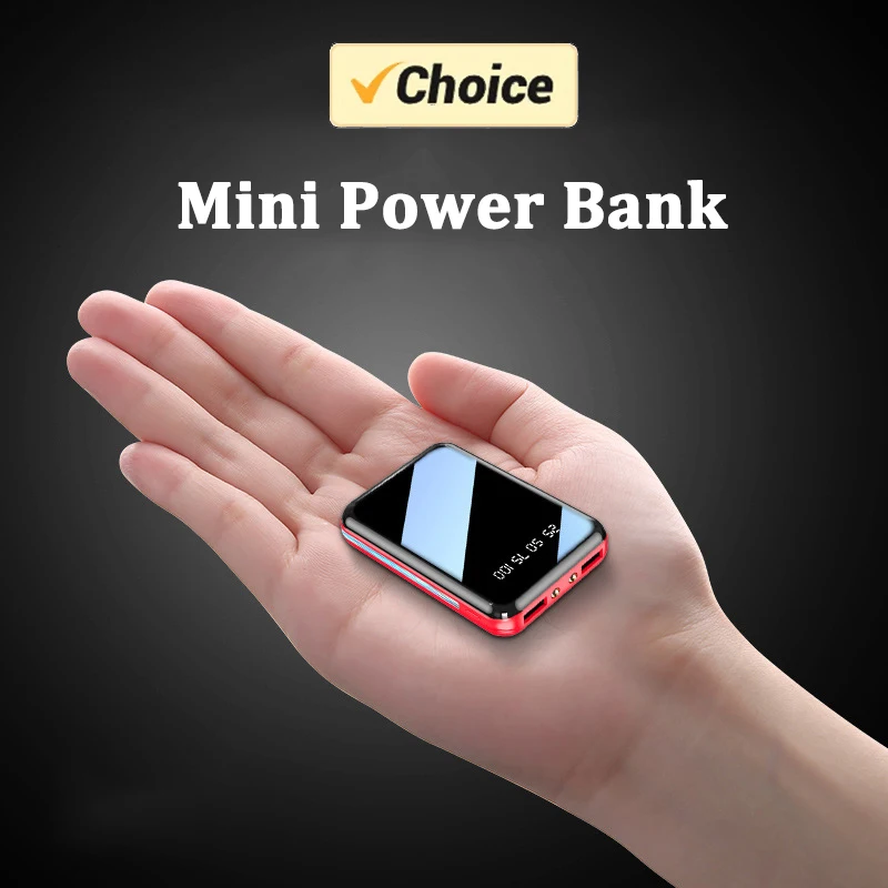 Mini Power Bank Portable Charger Mirror Screen LED Digital Display Powerbank External Battery Pack For iPhone 15 14 13 12Pro Max