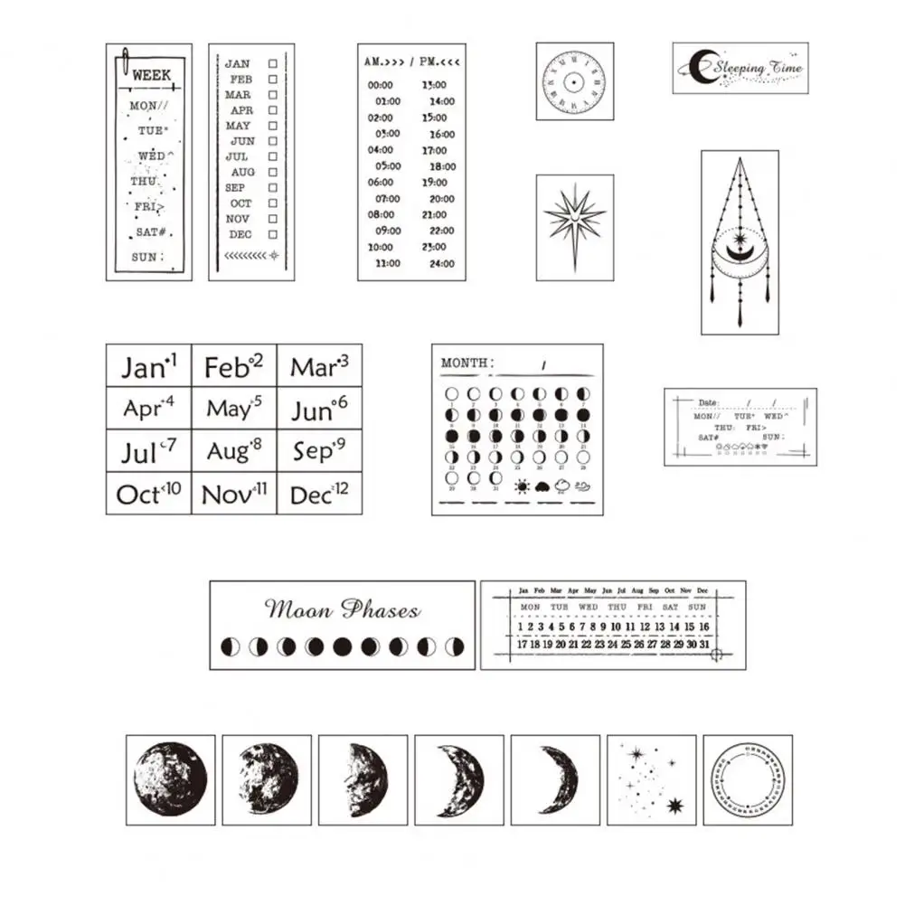 

Штамп с печатью фазы Луны, набор Таро для начинающих с путеводителем, резиновый штамп, портативные черные колоды Таро для начинающих