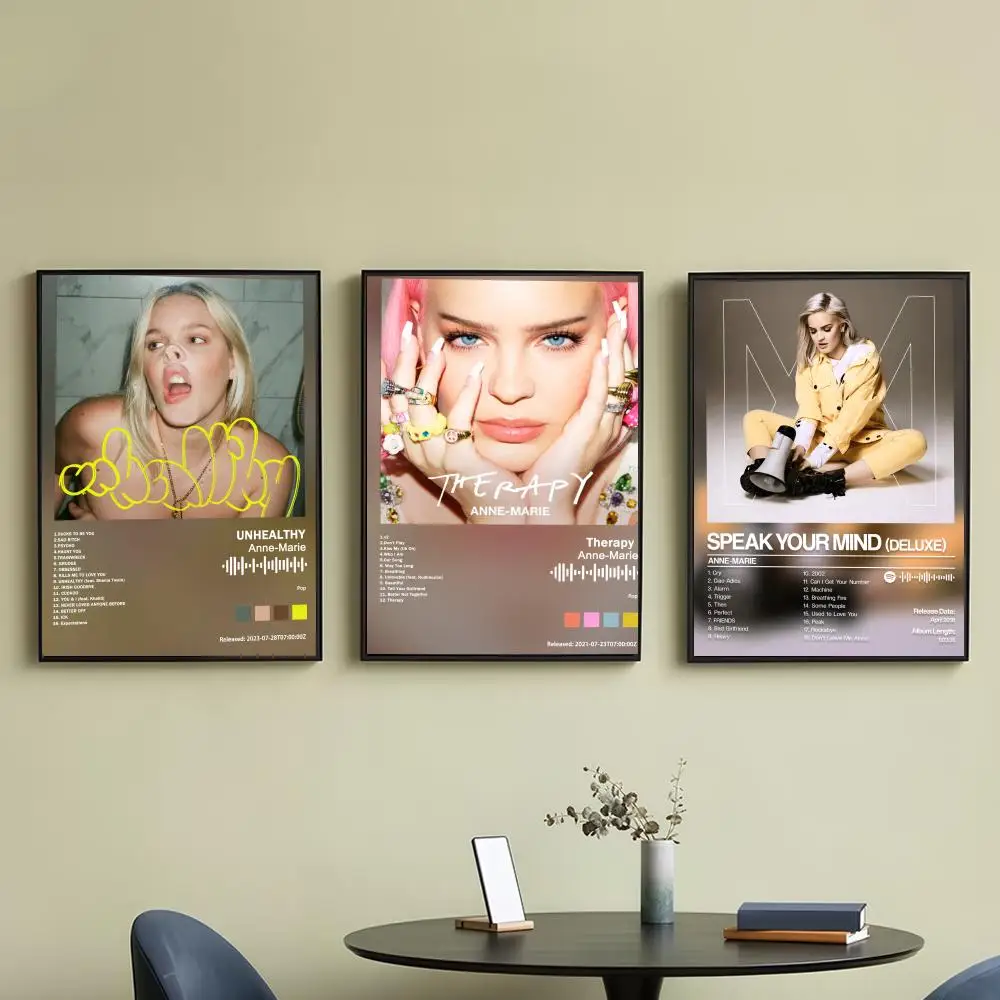 Póster de ANNE-MARIE, arte, canciones, música, rap, pegatina de papel impermeable para pared, decoración del hogar y sala de estar