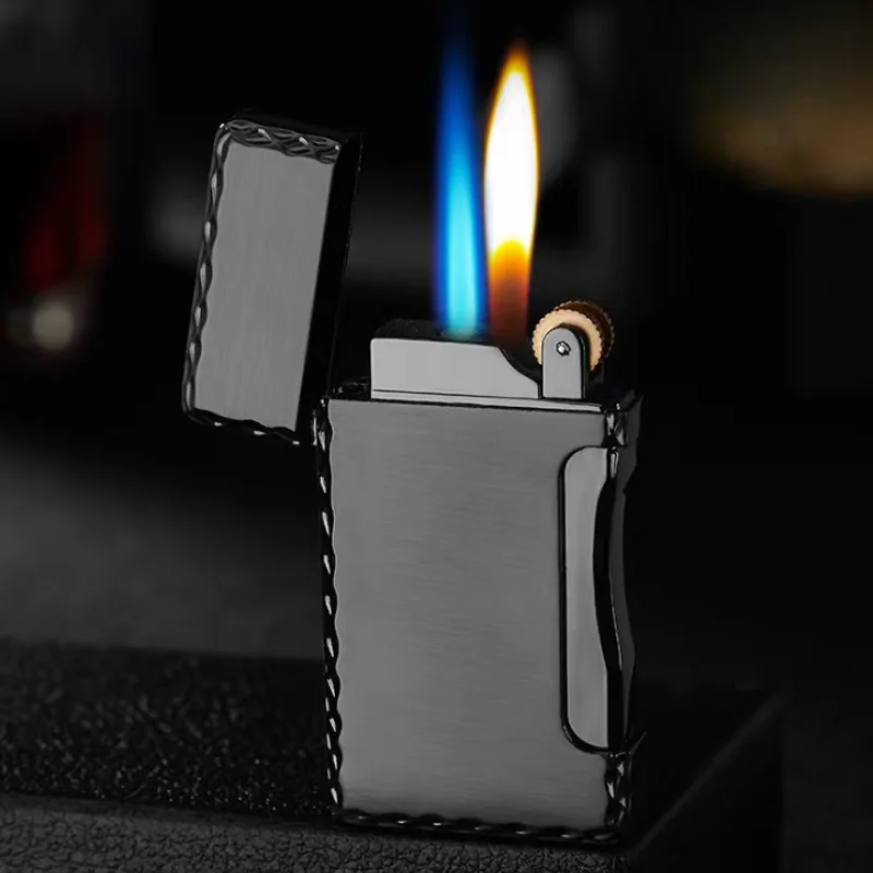 Creative Double Flame Gas Lighter, Direct Injection Open Flame, Convertible Butane Lighter, Metal Material, Unusual Lighter