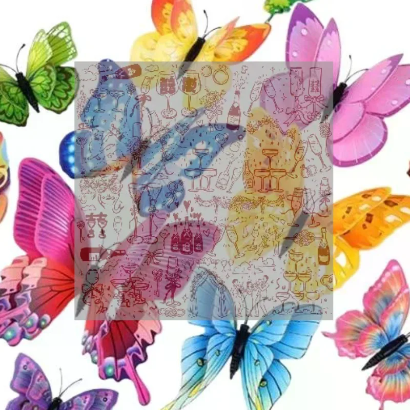 12Pcs 3D Butterfly Wall Decor Double Layer 3D Colorful Butterfly Wall Stickers Wedding Party Decorations Home Refrigerator Deca