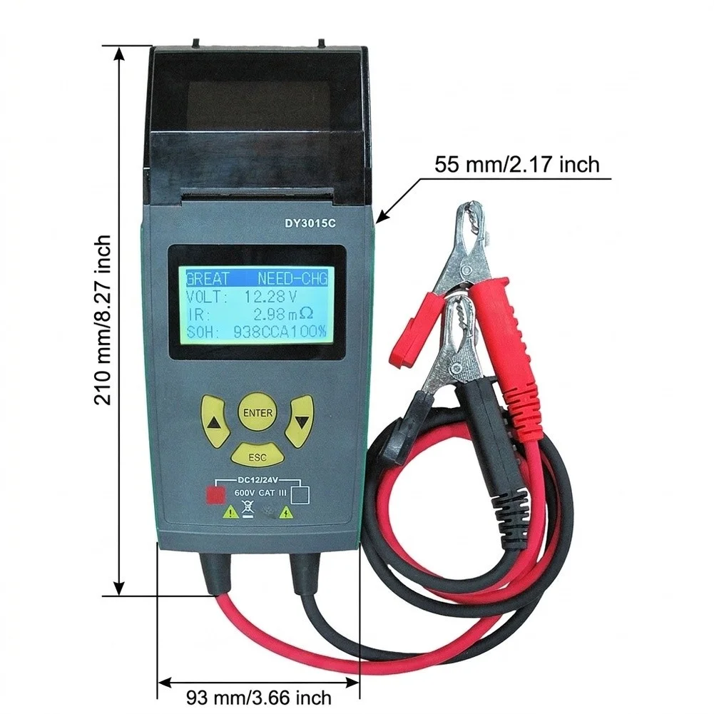 DY3015C For Battery Condition Tester for Vehicles with Multi Chemistry Support Gel Flooded Deep Cycle and Print
