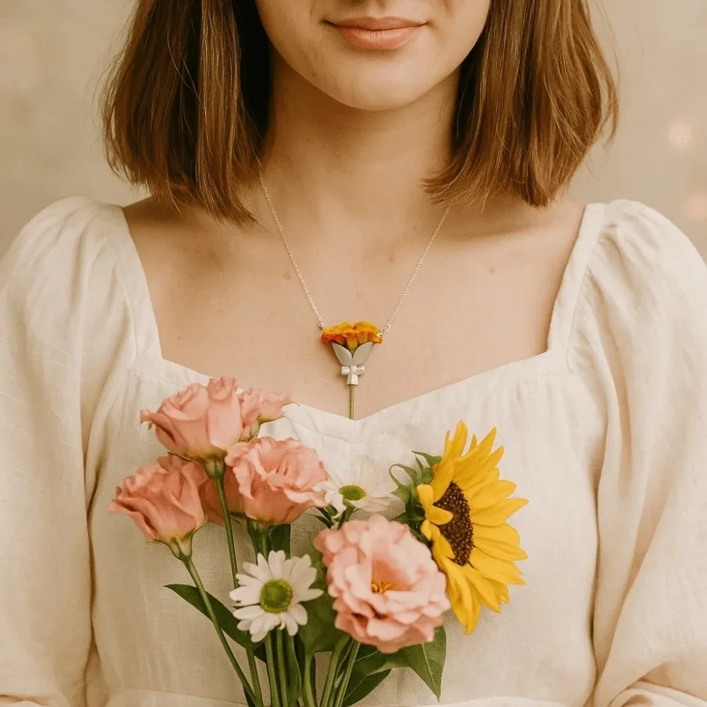 New Mini Flower Bouquet Wearable DIY Flower Insert Can Be Inserted Vintage Clavicle Chain Jewelry Gift