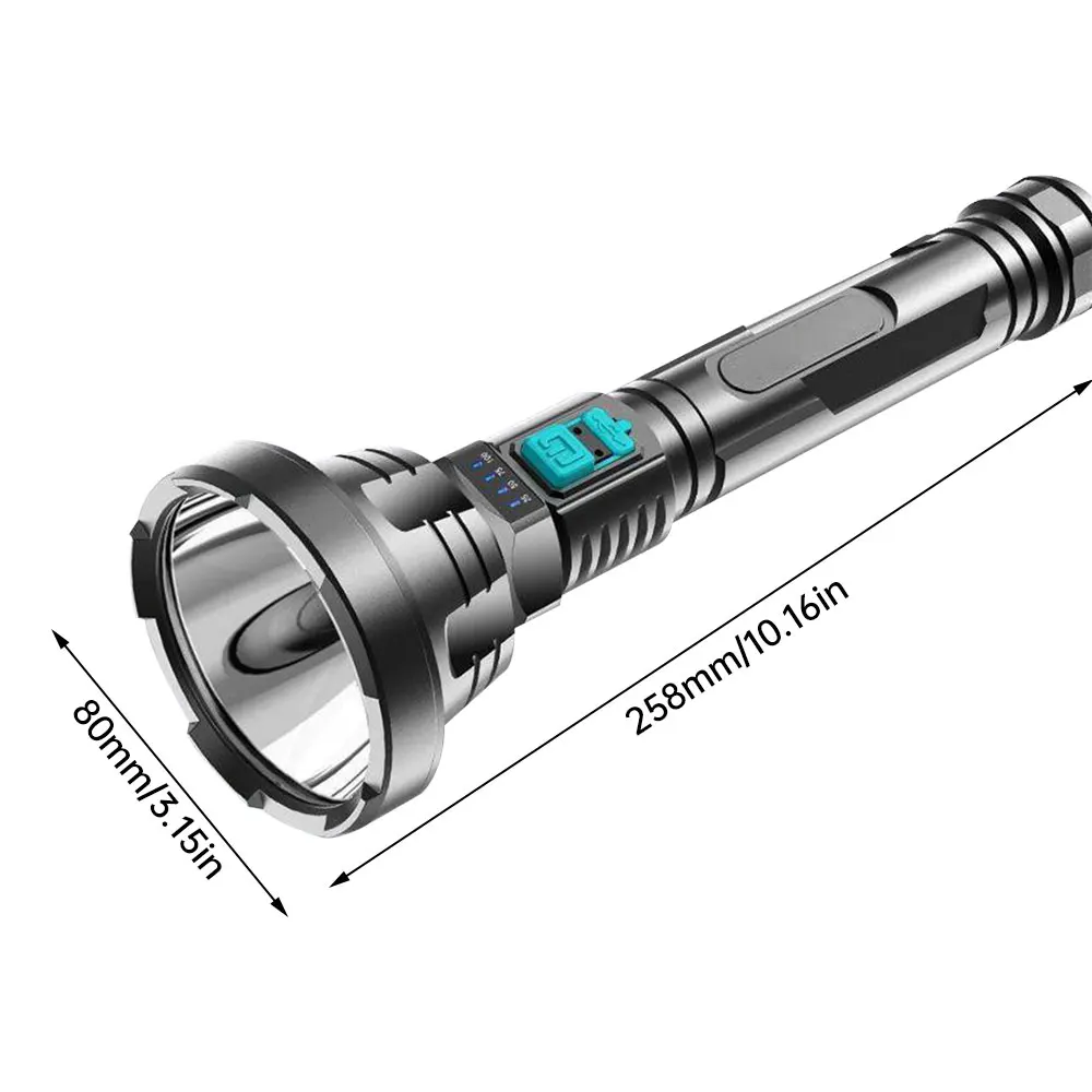 Linterna táctica LED superpotente, lámpara ultrabrillante con batería integrada de 18650, recargable por USB, resistente al agua