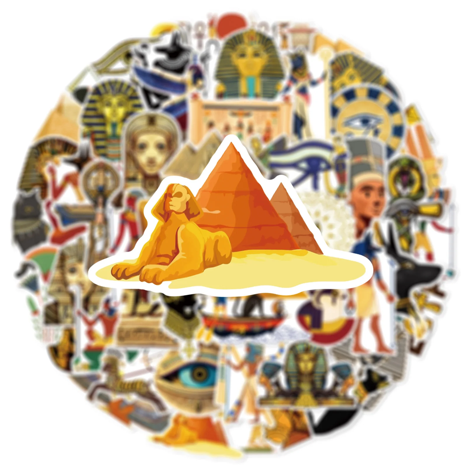 

10/50PCS Ancient Egyptian Cultural Pharaoh Graffiti DIY Decorative Water Cup Laptop Fridge Waterproof Sticker Classic Kids Toy