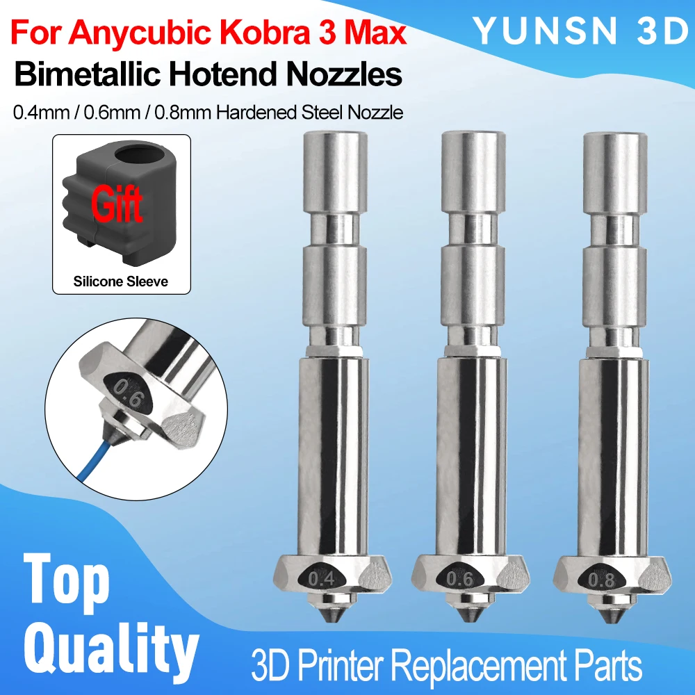 

Биметаллические сопла Hotend для Anycubic Kobra 3 Max Combo, быстросменная насадка из закаленной стали 0,4 мм 0,6 мм 0,8 мм, детали 3D-принтера