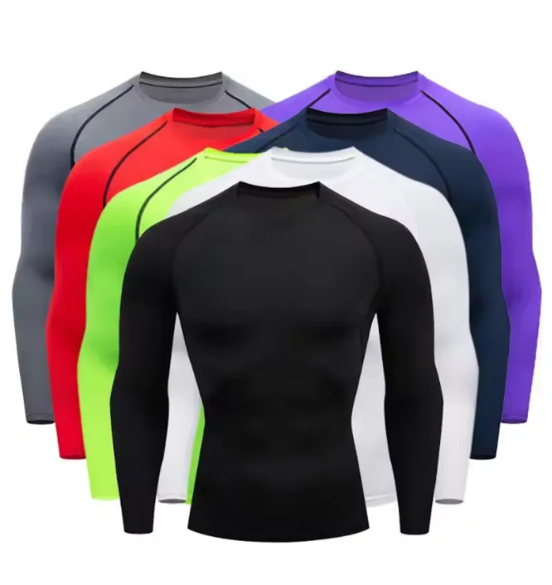 

2025 new Men's Workout Compression Shirt Turtleneck Long Sleeve Rash Guard Gym Base Layer Athletic Undershirt Gear Sports Shirt