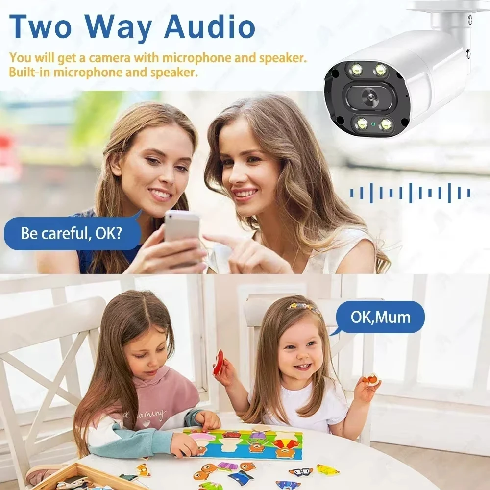 10CH 8MP 4K Video Surveillance POE IP Camera System Outdoor POE IP Camera P2P CCTV Smart Security POE NVR Kit Color Night Vision