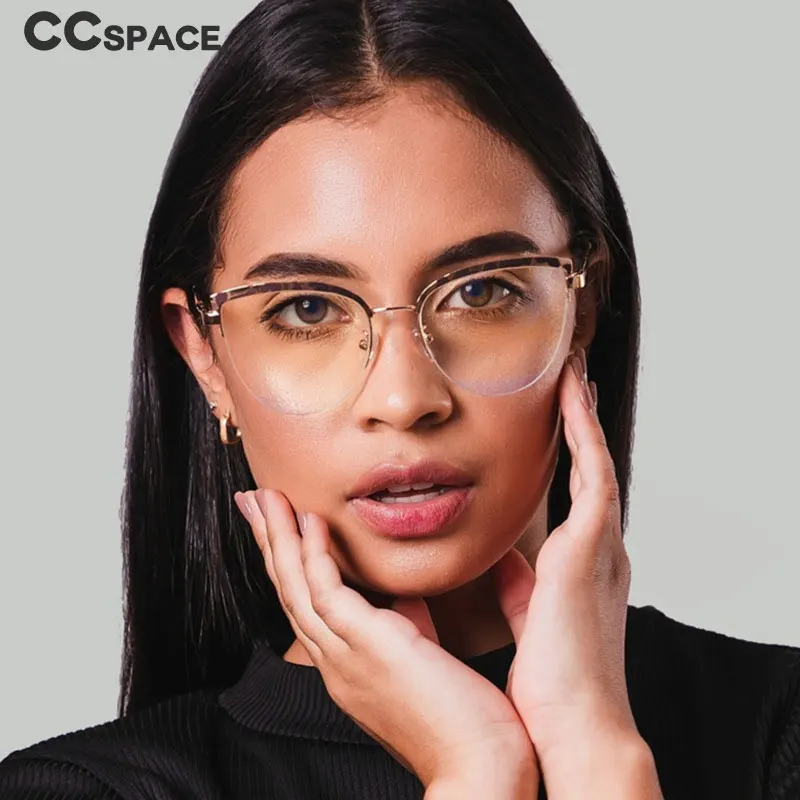 48193 Vintage Cat Eye Anti-blue Light Metal Glasses Frames Men Women Optical Fashion Computer Glasses