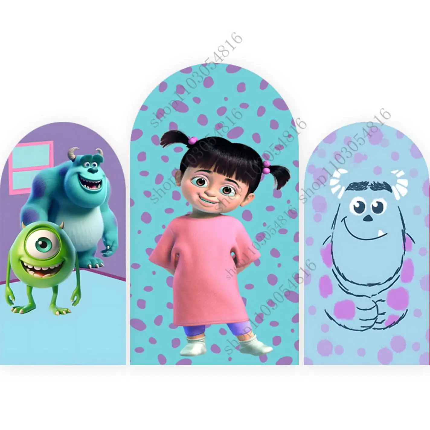 

Monsters University Inc Arch Photo Backdrop Arched Wall for Events Birthday Party Baby Shower Doublesided Photography Background