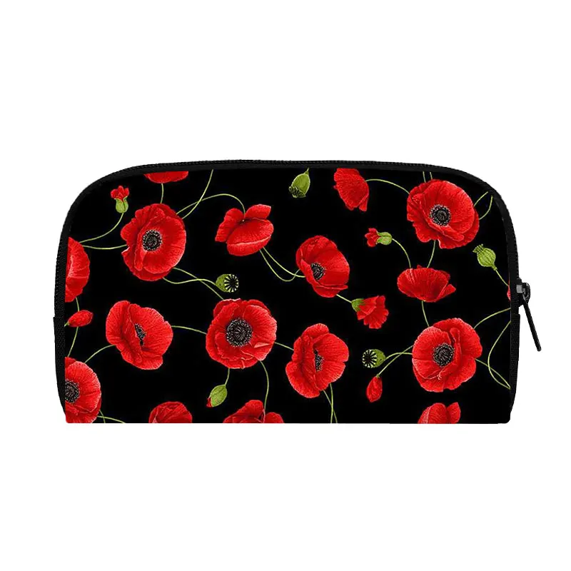 Beautiful Red Poppy Flower Print Wallets Women Purse ID Credit Card Phone Holder Men Long Wallets Cute Clutch Coin Money Bag