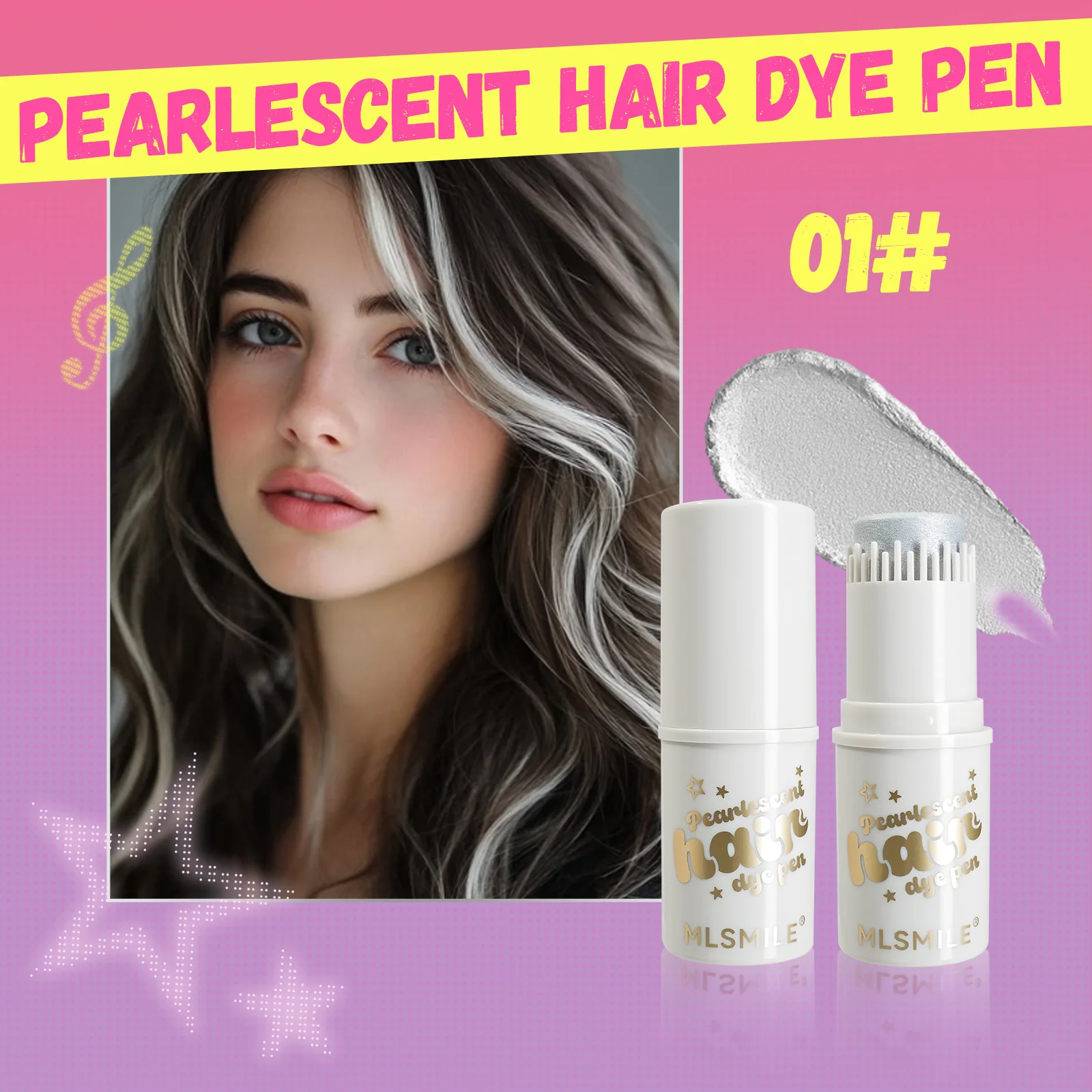 6 Colors Temporary Hair Color Pen Washable Glitter Hair Dye Stick Waterproof Sweatproof Cosplay Halloween Party
