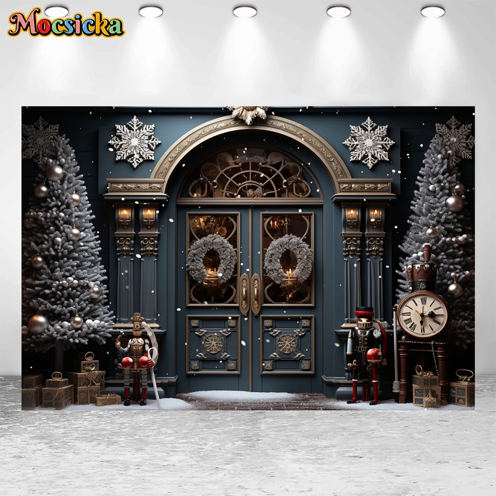 Mocsicka Winter Christmas Photography Background Toy Soldier Xmas Tree Holiday Party Family Portrait Photo Backdrops Studio