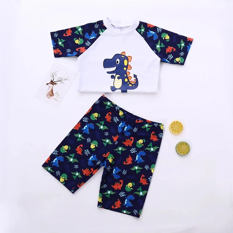 

Children's Cartoon Dinosaur Swimsuit, 2-Piece Swimwear, Baby Boy and Girl's Swimwear, Hot Spring Swim Suits, Toddler, Summer,