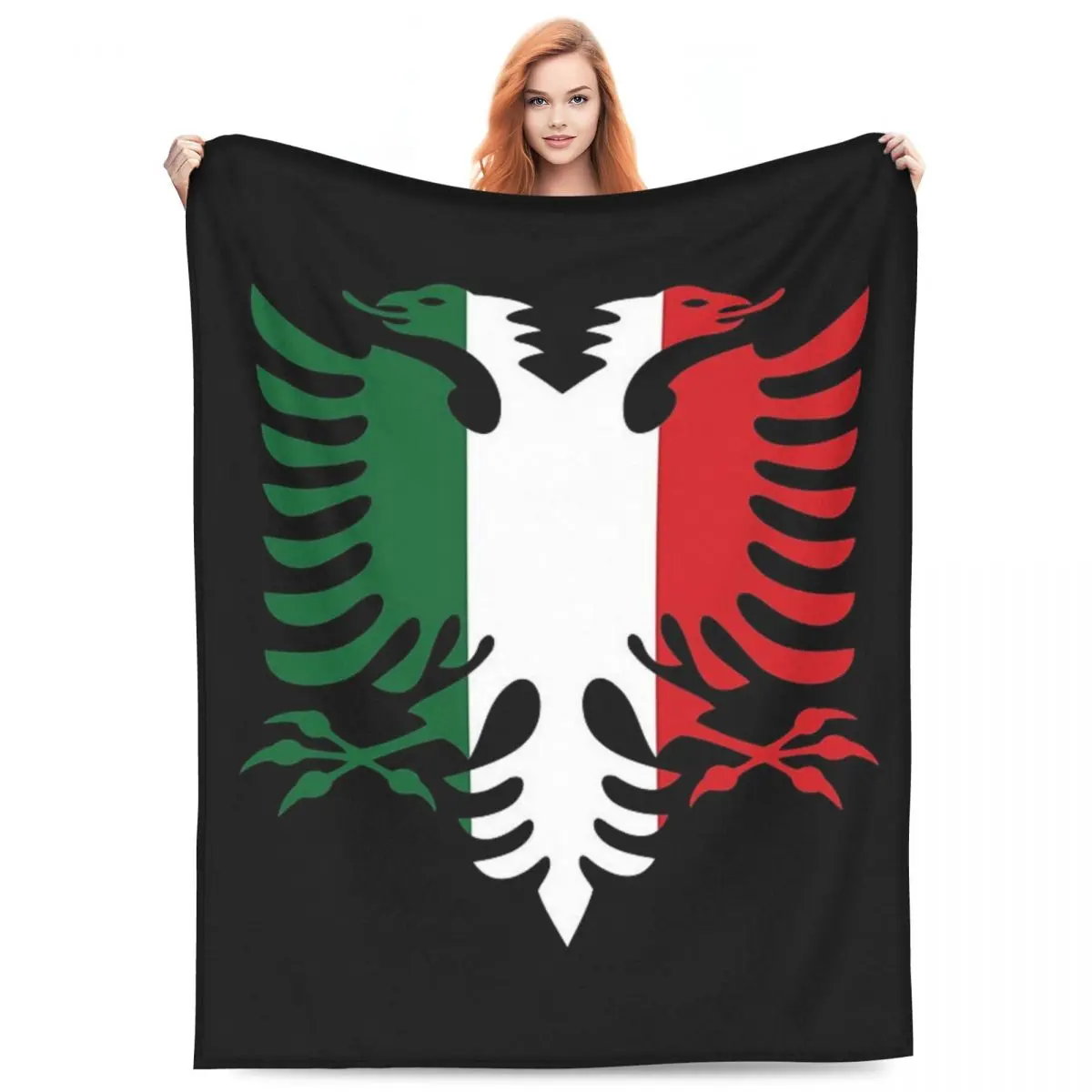 

Albania Flag Blankets Flannel Sofa Throw Blanket Multi-function Throw Blankets for Home Bedroom Travel Throws Bedspread Quilt