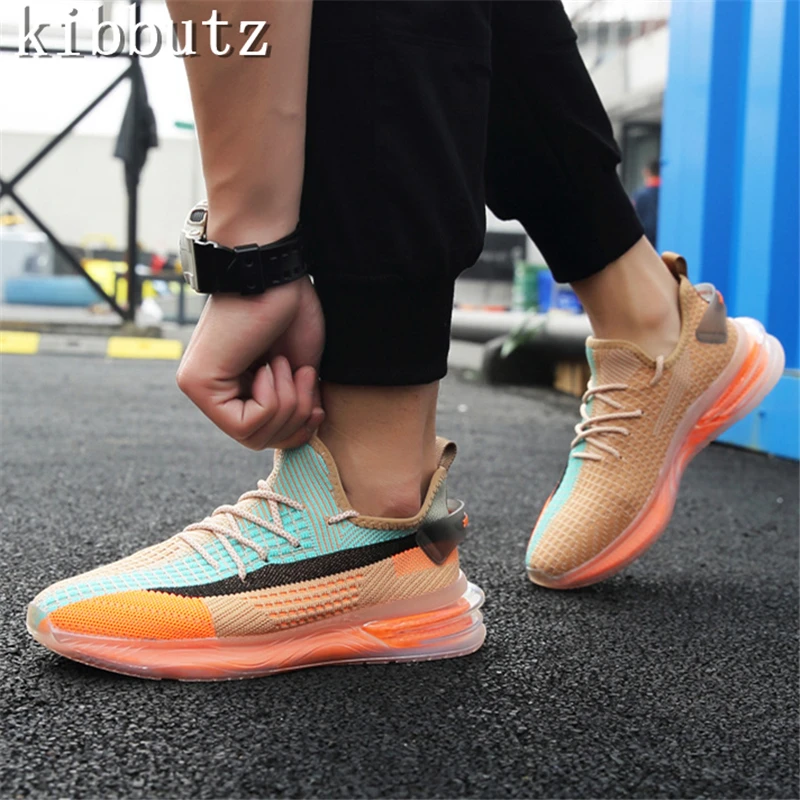 Men Summer Breathable Fly Woven Mesh Shoes Youth Sports and Leisure Air Cushioned Shoes Men Running Walking Style Casual Shoes