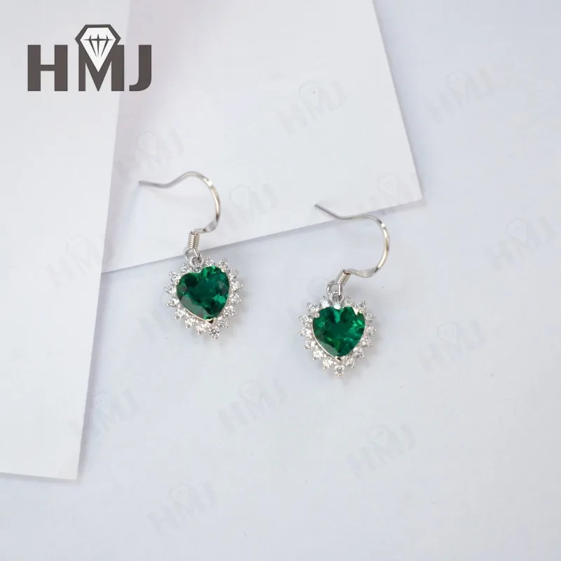 Ohrringe Rubin Smaragd Laborgezüchtete Edelsteine Herzschliff 925 Silber Vergoldet mit 18K Gold Luxuriöser Trendiger Vintage Feiner Schmuck Charms – Detail 8