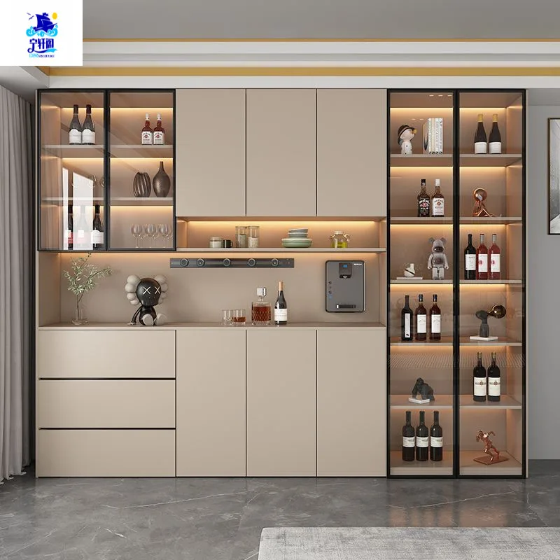 Solid Wood Against The Wall Multifunctional Integrated Cabinet Restaurant Side  Kitchen Storage  Plus Wine