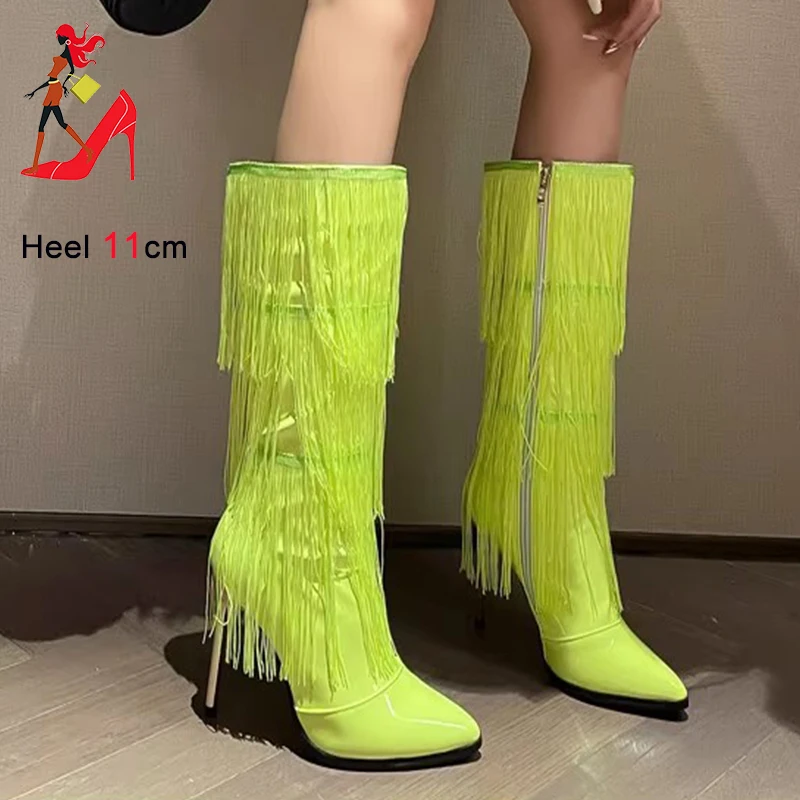 Botas de tacón de aguja con cremallera lateral para mujer, zapatos de felpa cortos, cálidos, a la moda, de media pantorrilla, para coche deportivo, para invierno