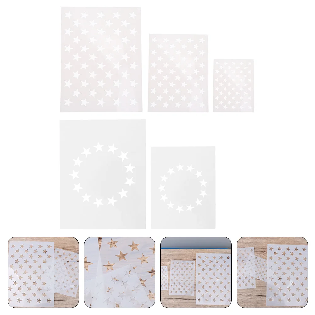 

5Pcs Star Stencils American Flag Templates L Sizes for Wood Fabric Paper Wall Home Decoration