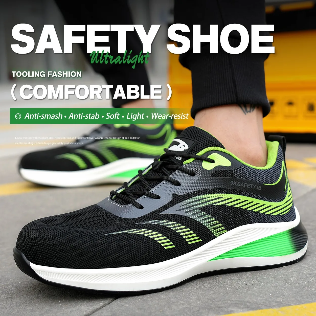 

2024 New Men's Safety Shoes Ultra Light Flying Woven Steel Toe Caps Breathable Anti Smashing Piercing Zapatos De Seguridad