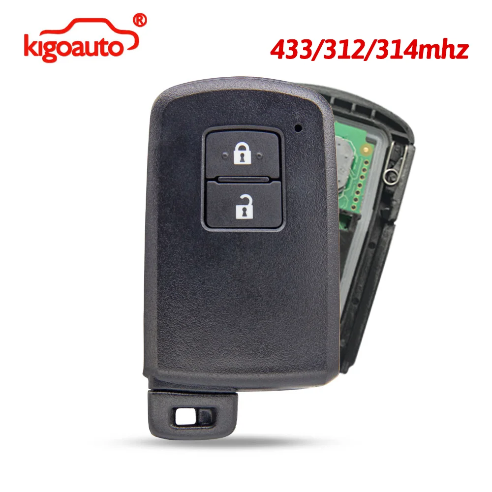 

kigoauto Smart key 2 button 312/314/433mhz for Toyota Highlander Tacoma Prius C Land Cruiser Harrier Auris Yaris Hybrid RAV4