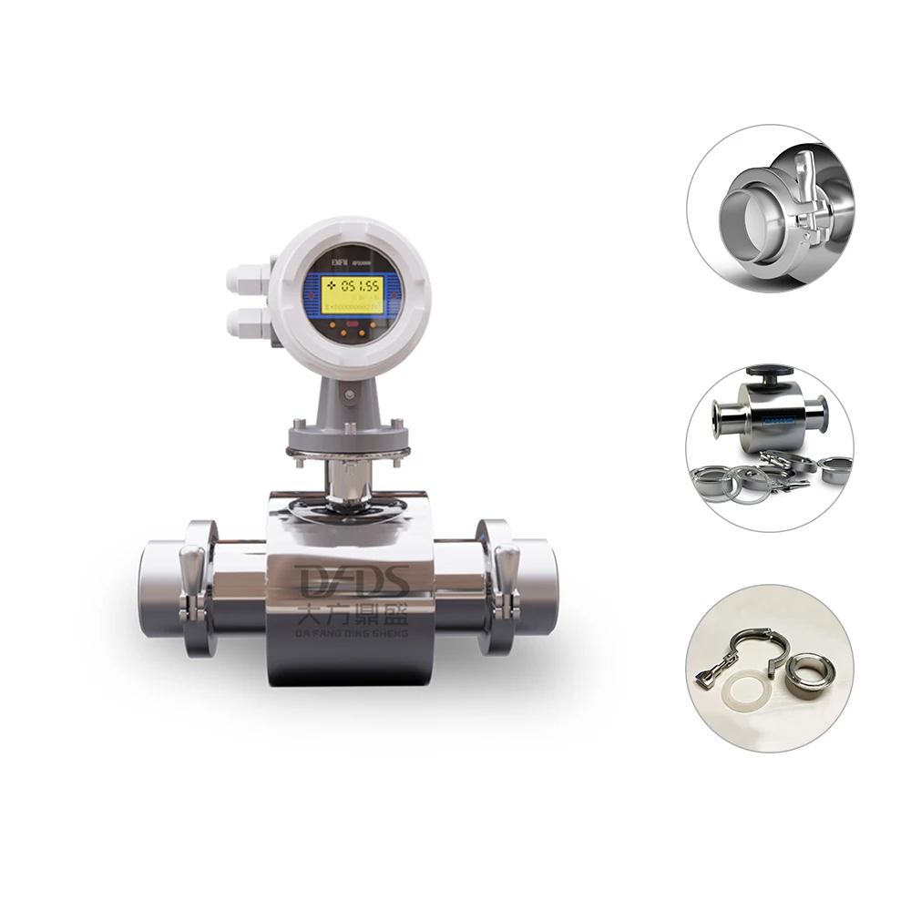 SS 316 tri clamp dn40 1.5 inch RS485 beer milk water electromagnetic flow meter medidor de flujo de leche