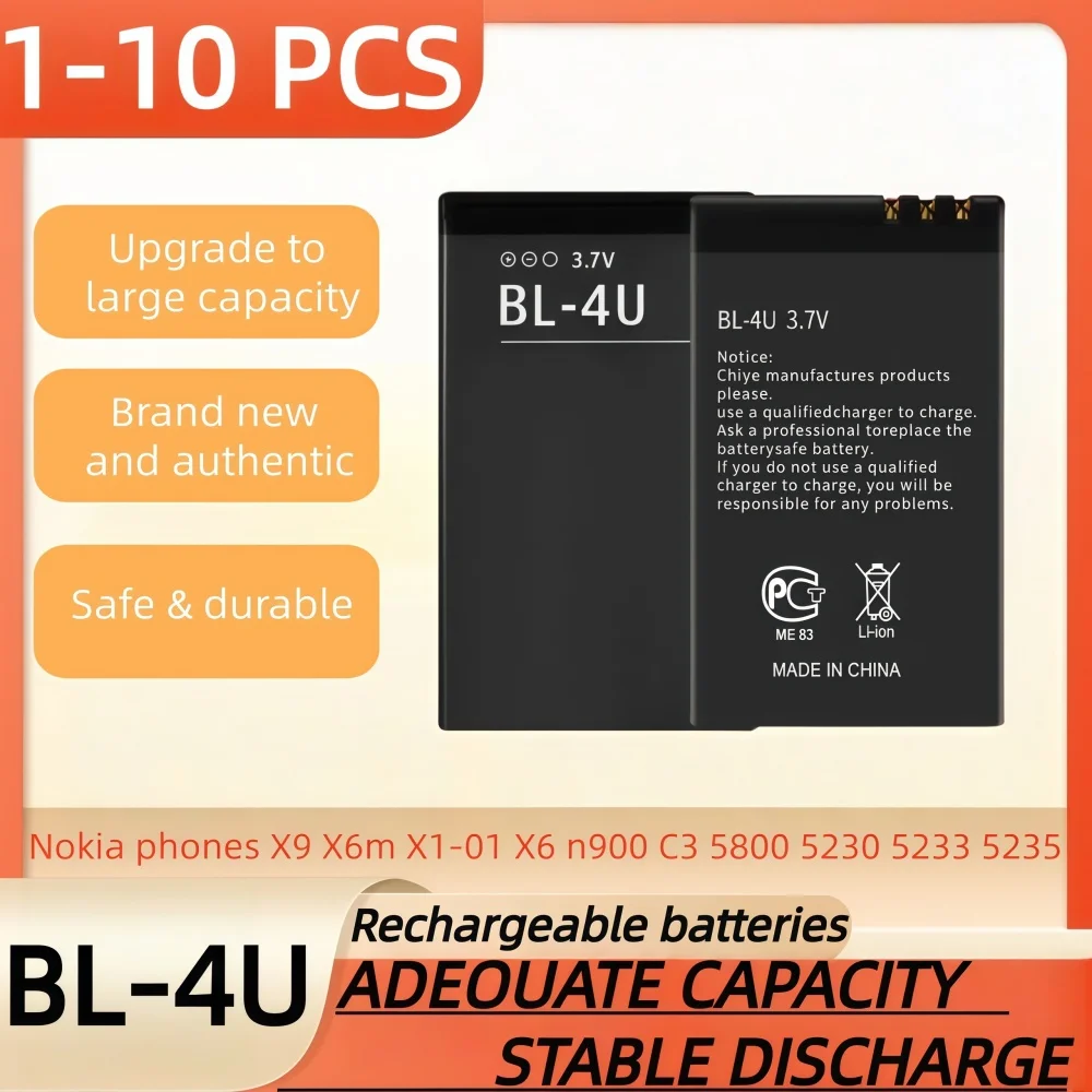 3.7V 1000mAh Battery BL-4U Rechargeable Batteries For Nokia X9 X6m X1-01 X6 N900 C3 5800 5230 5233 5235 Phone Battery