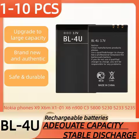 3.7V 1000mAh Battery BL-4U Rechargeable Batteries For Nokia X9 X6m X1-01 X6 n900 C3 5800 5230 5233 5235 phone Battery