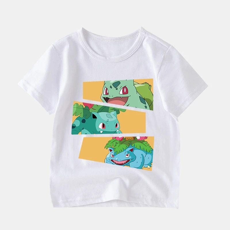 New Cartoon Pokémon Pocket Game Printed T-Shirt Men's and Women's Summer Original Style Loose Casual Versatile Short Sleeve Top