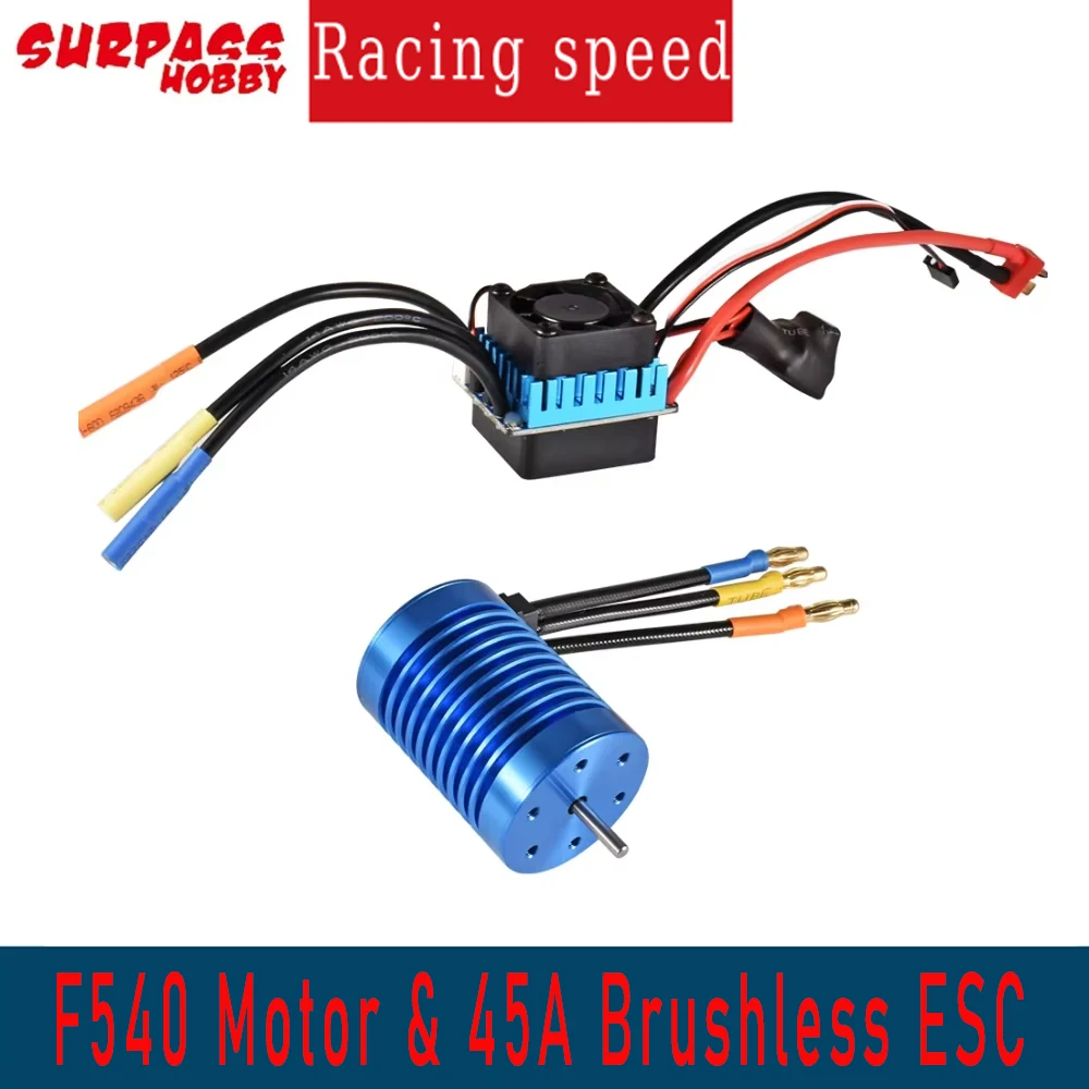 

Бесщеточный двигатель Surpass Hobby F540, 3000 кВ, 3300 кВ, 3930 кВ, 4370 кВ, вал 3,175 мм и регулятор скорости 45 А для радиоуправляемой машины 1/10