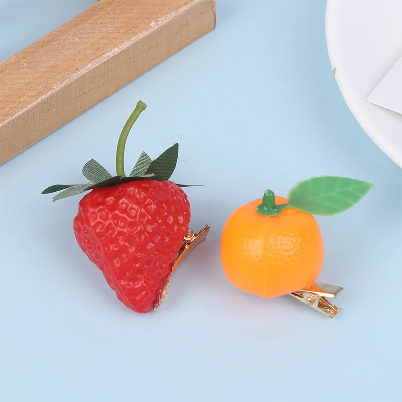 5Pcs Cute 3D Simulation Fruit Hair Clip Pear Strawberry Green Pepper Red Chili Hairpin Duckbill Clip Side Clip Headwear Barrette