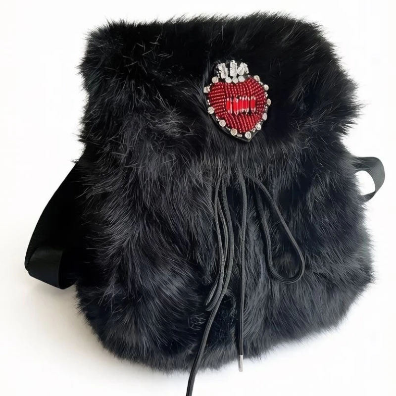 

Милый универсальный повседневный рюкзак для женщин, модные и стильные рюкзаки из искусственного меха, плюшевые сумки в стиле Y2K