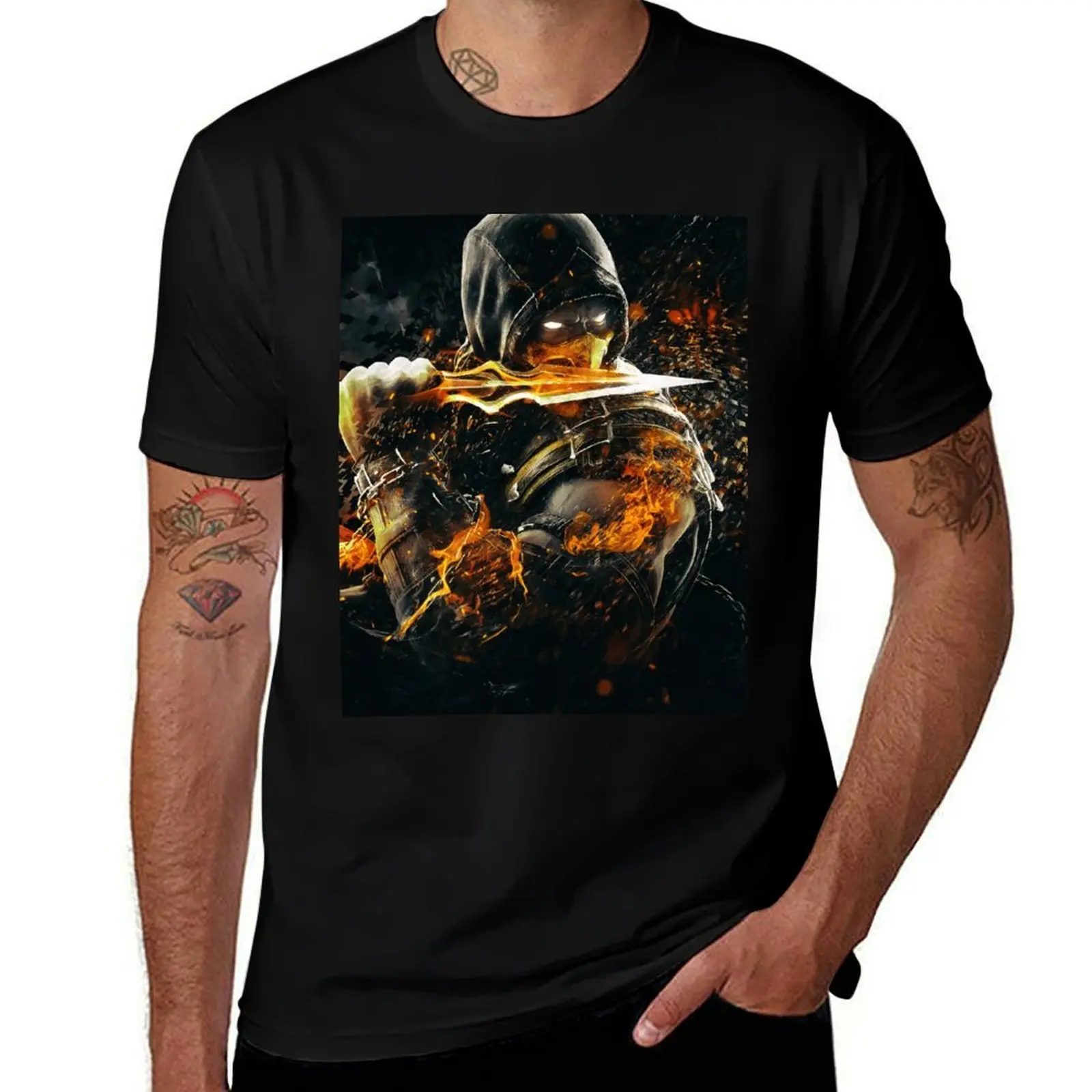 

man Kombat men funny graphic for for t Scorpion T-Shirt Fire cotton shirts Mortal for shirts t g t X man on shirts man soft