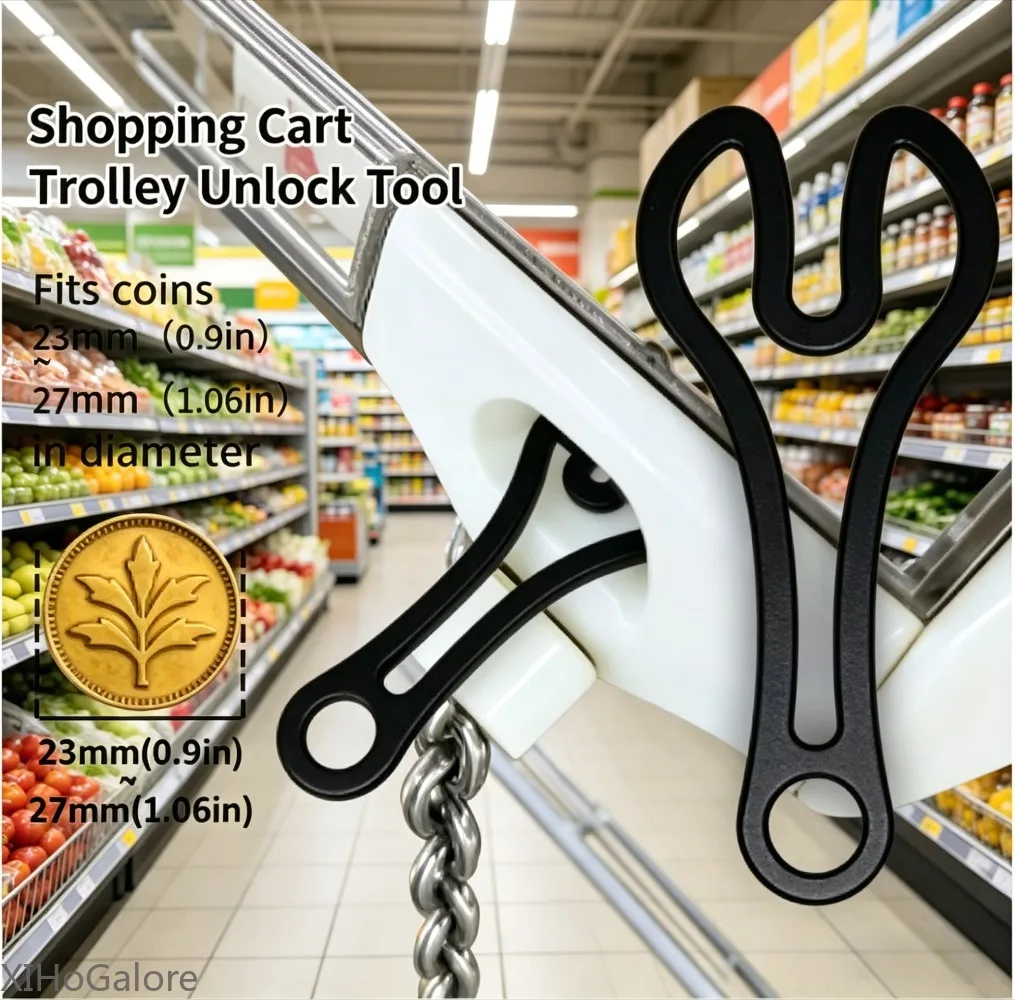 No Coin Shopping Cart Unlocking Tool 3D Printed Supermarket Trolley Keychain Portable Practical Gadget Set Kit Pro Max