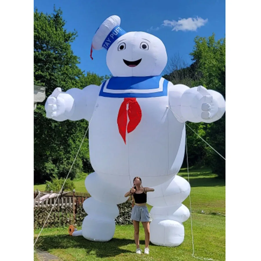 

Huge Cartoon Oxford Character Inflatable Ghostbuster Stay Puft Balloon Pop Up Marshmallow Man With Removable Banner For AD