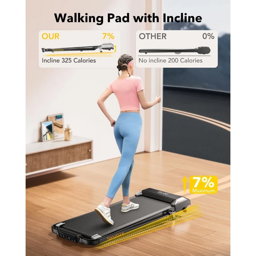 جهاز مشي تحت المكتب مع مفرغة 2 في 1 قابلة للطي للاستخدام المنزلي والمكتب، جهاز مشي مدمج محمول مع