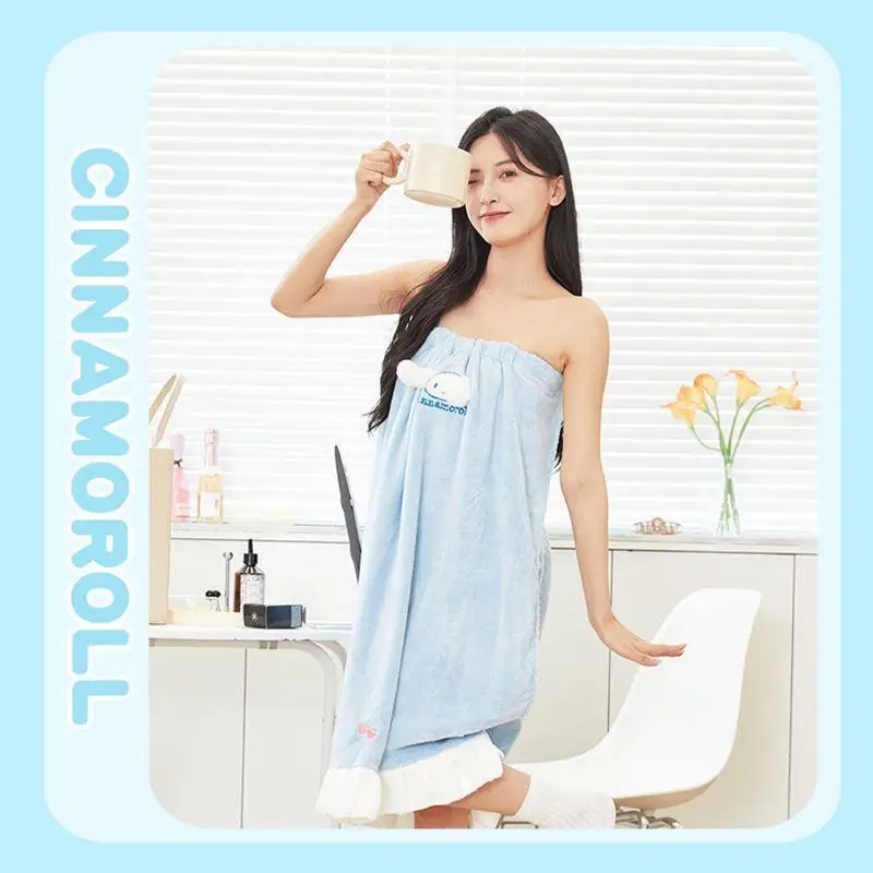 

Sanrio Series Cute Cartoon Absorbent Bath Dress Cinnamoroll New Four Seasons Quick Dry Bath Robe Home Wear Wrap Soft Bath Towel