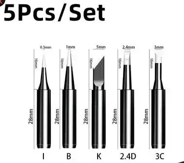 5 stuks 900M soldeerboutpunten set, koperen kern elektrische soldeerbits voor 936 soldeerstation