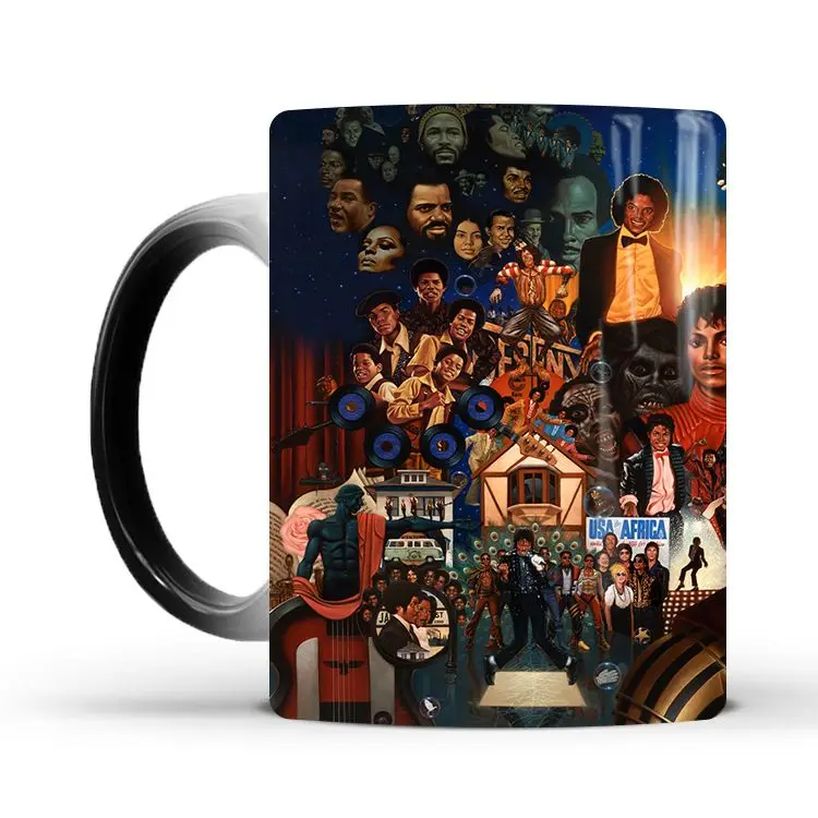 Michael Jackson Kreative Farbwechselnde Keramik-Kaffeetasse Frühstücks-Wasserbecher Neuartiges Geschenk für Fans