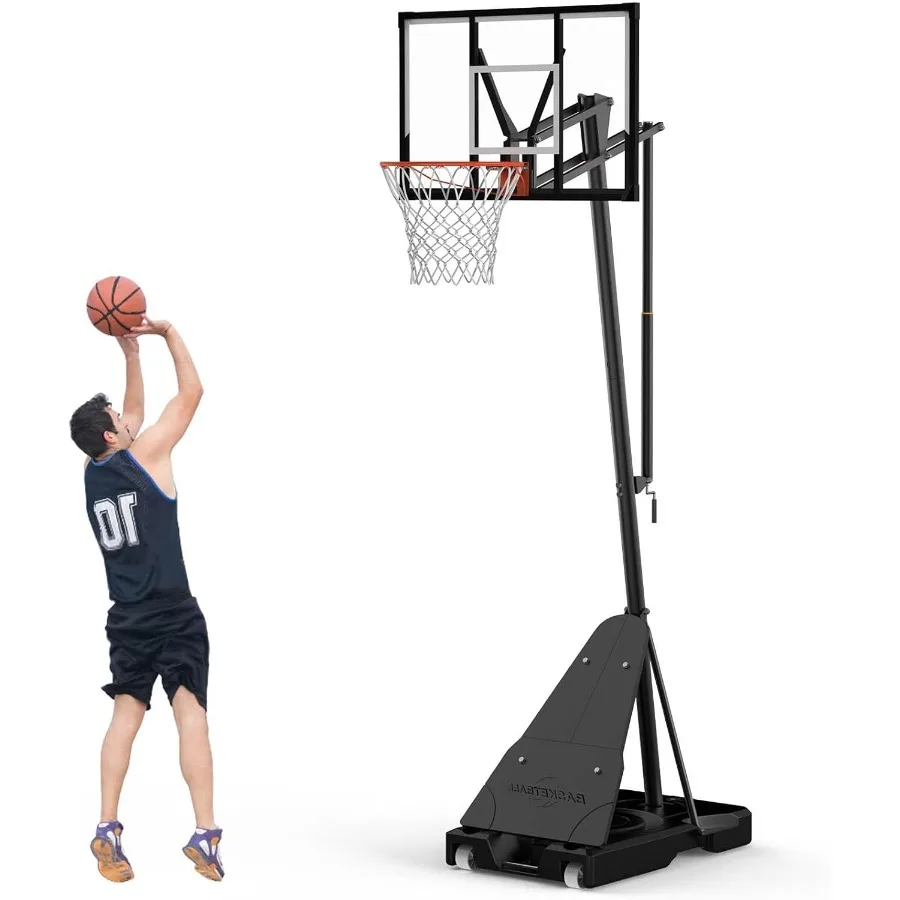 طوق كرة السلة المحمول في الهواء الطلق مع لوحة خلفية 44 بوصة 5.510FT ارتفاع قابل للتعديل هدف كرة السلة مع عجلات قاعدة الثقيلة نحن