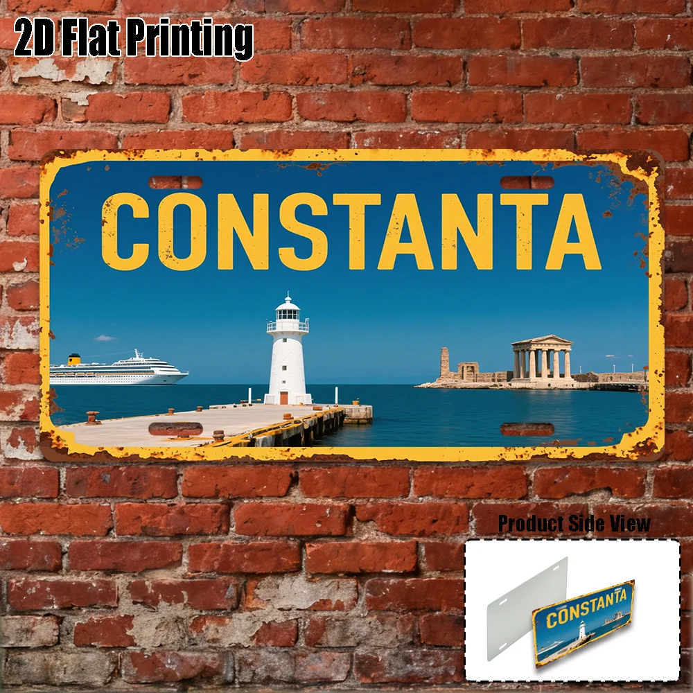 2D Flat,1pc, Vintage Sign, Only for decoration, Yard Signs & Wall Art , Constanta Sign, Romanian Seaside Style Decor